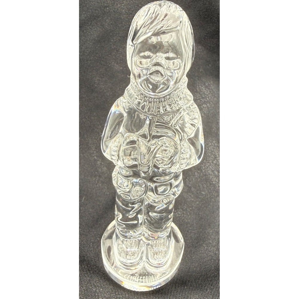 Waterford Crystal Christmas Caroler Figurine Clear Glass Arctic Sculpture 4 Inch